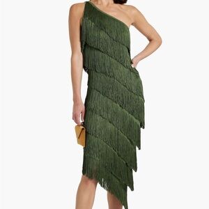 New with Tags Norma Kamali One Shoulder Fringe Dress